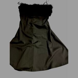 7DAY WKND Night Gown Fur Trim Slip Lingerie Black Medium NWOT